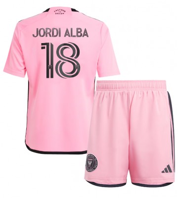 Inter Miami Jordi Alba #18 Primera Equipación Niños 2024-25 Manga Corta (+ Pantalones cortos)